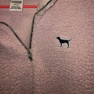 VICTORIA SECRET PINK FUZZY QUARTER ZIP